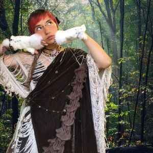 ~handmade forest mushroom cloak and matching arm bands~